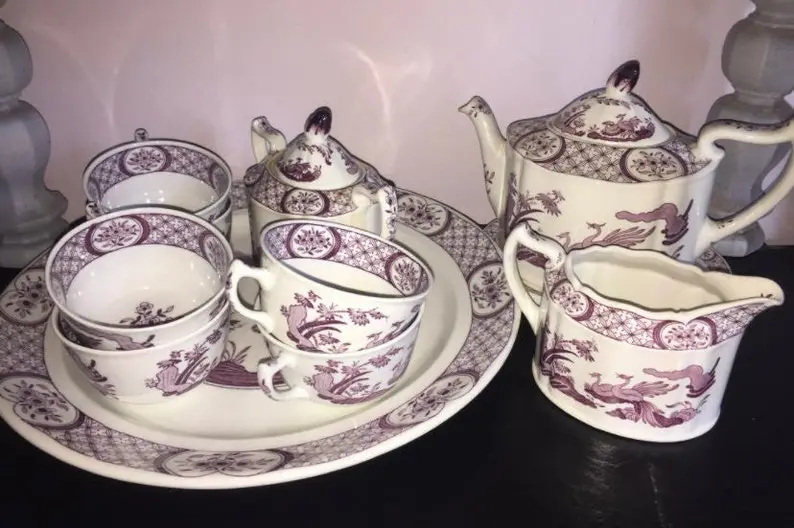 Old Chelsea furnivals RARE purple chinaware set