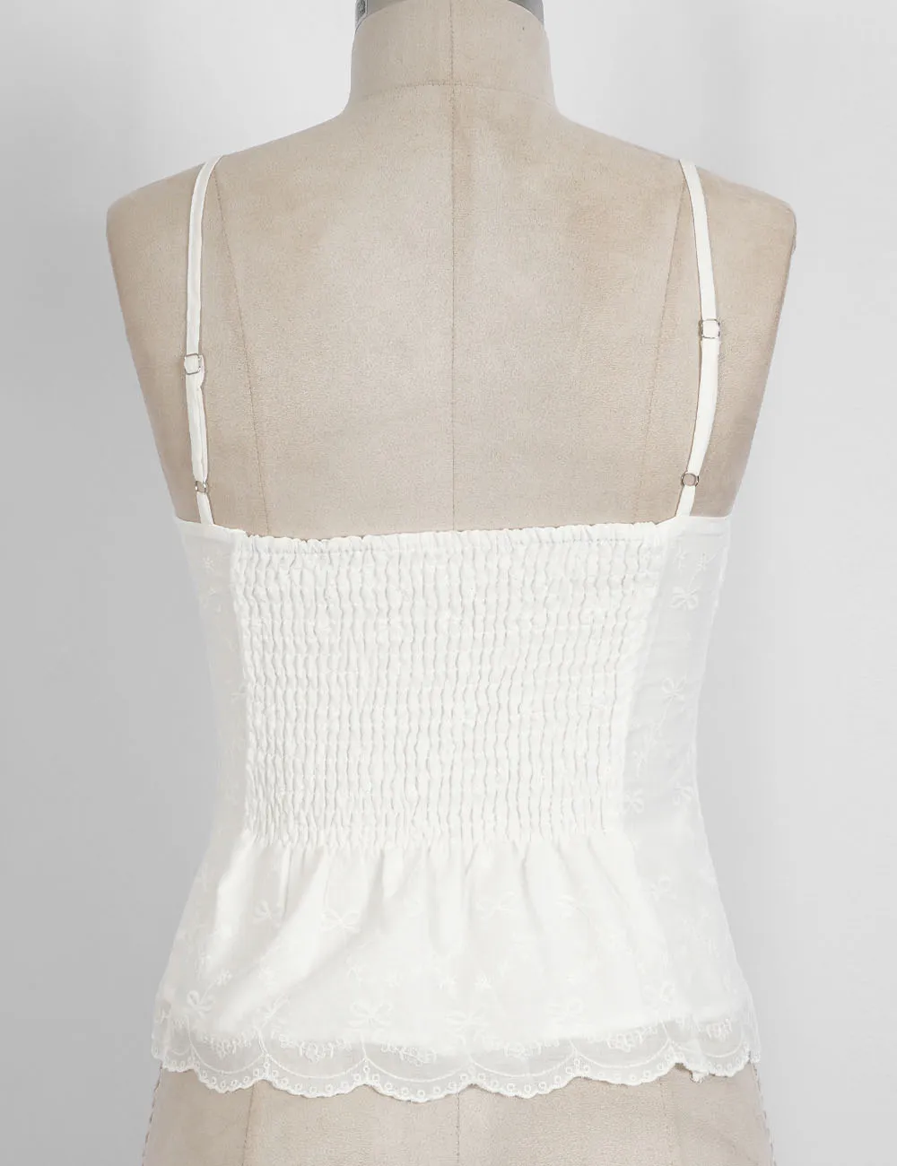 Embroidery Sleeveless Button Front Peplum Cami Top