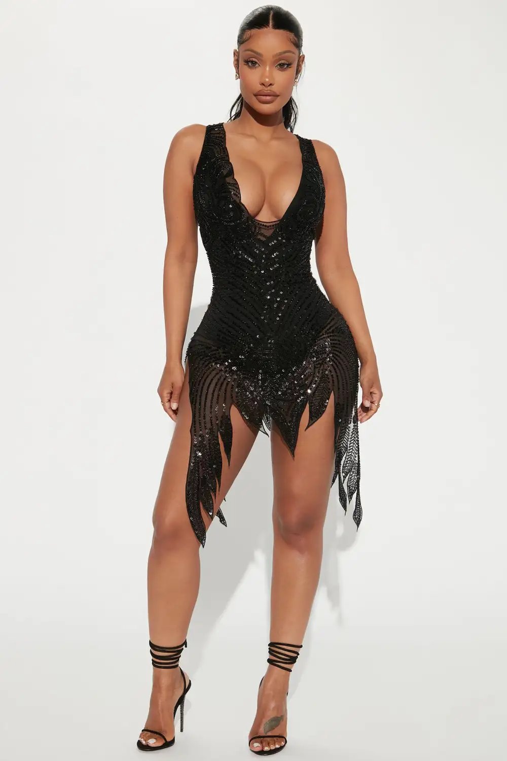 Avery Sequin Mini Dress - Black