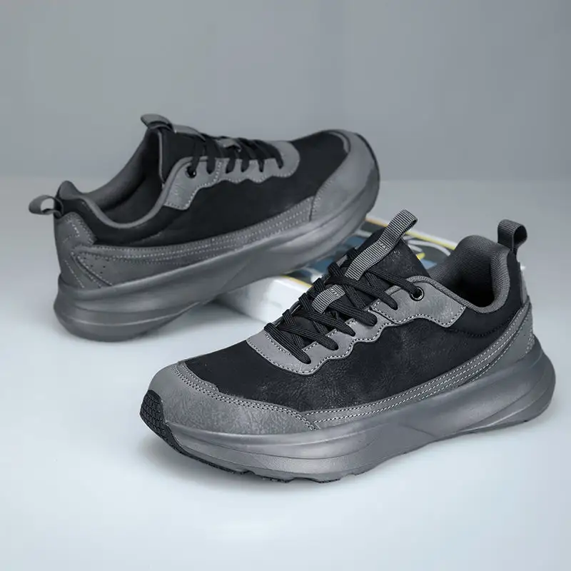 Men's Genuine Leather Walking Shoes - Lace-Up, Maximum Support, Wide Toe Box with Arch Support