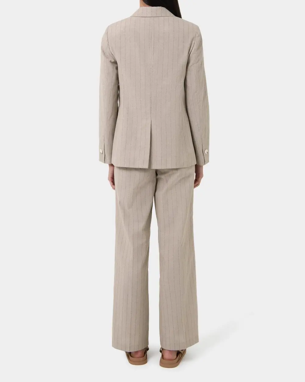 Stripe Cotton Jacket -Beige Brown