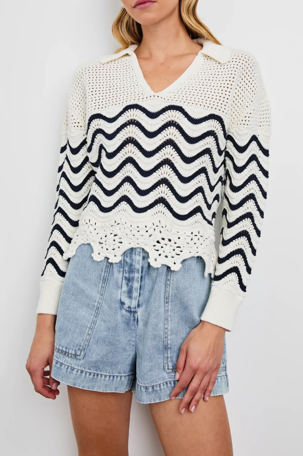 Wave Pattern Ladies' Casual Sweater