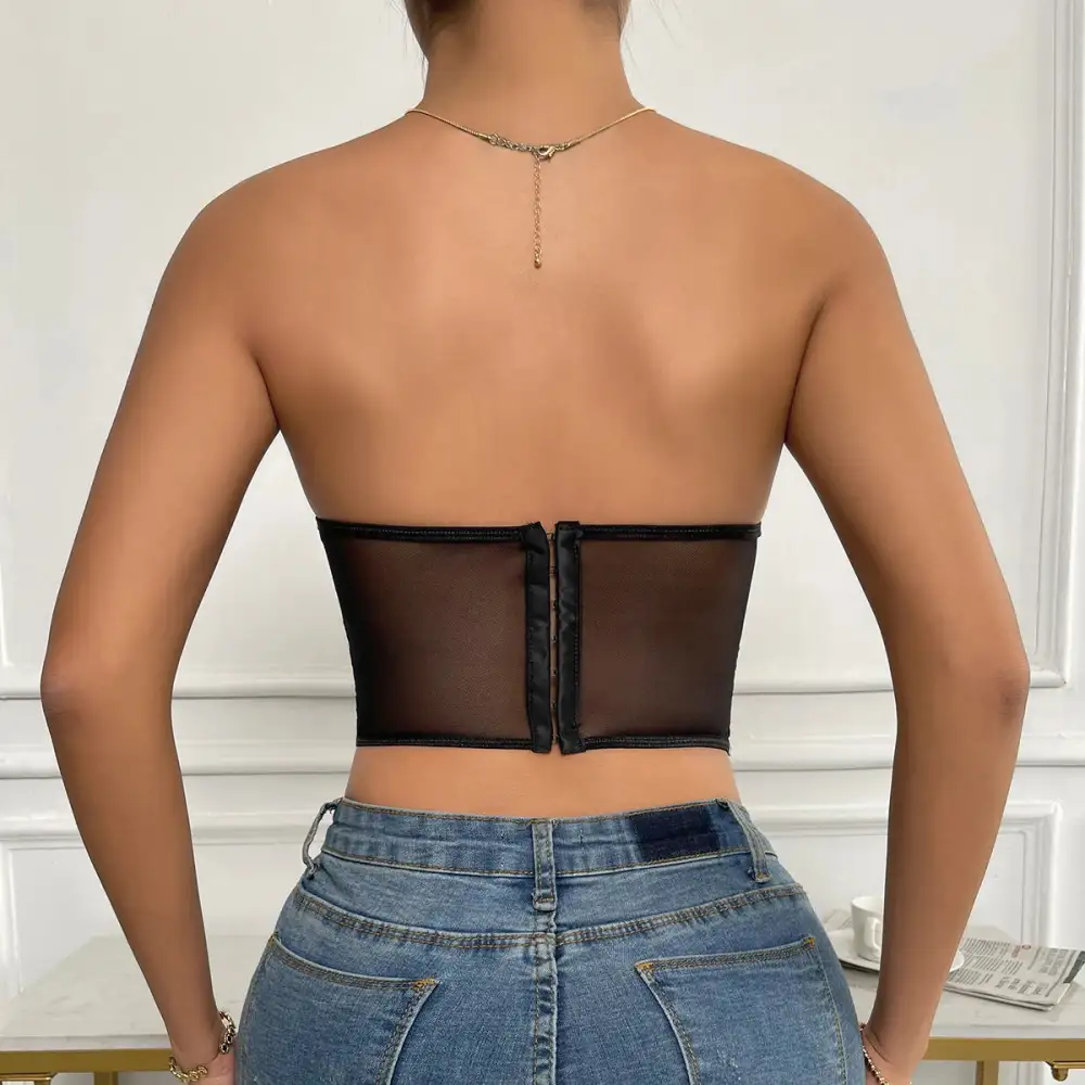 Longline Bra with Rose Motif