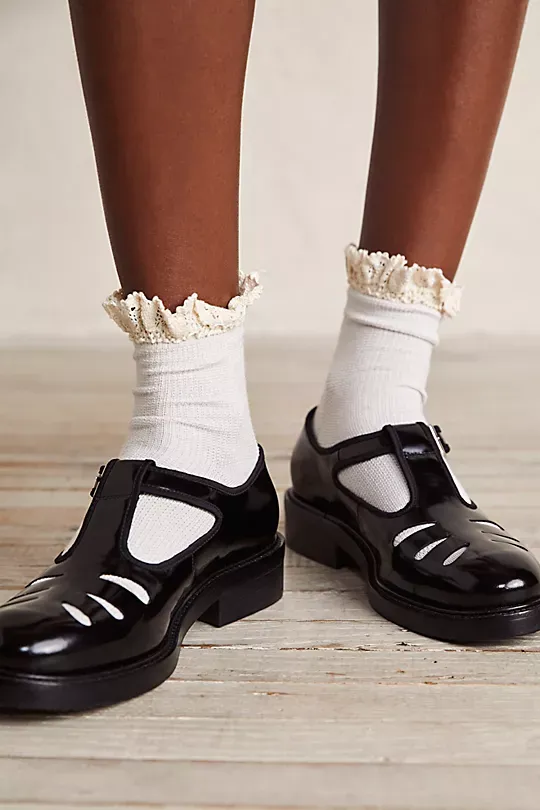 Waffle Knit Ankle Socks White
