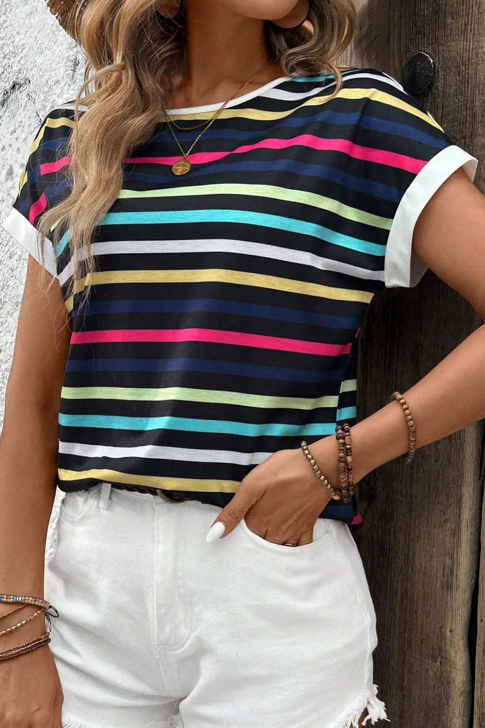 Contrast Edge Crew Neck Tee