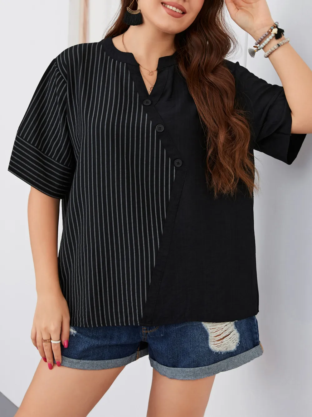 Hot Striped Short Sleeved T Shirt