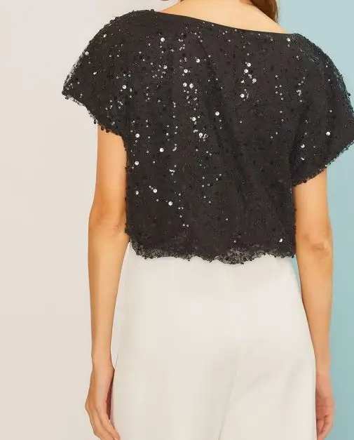 Sequin Pearl Boat Tee