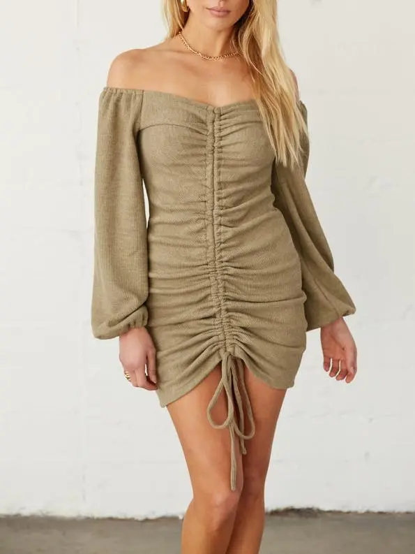 Off Shoulder Cinched Mini Dress