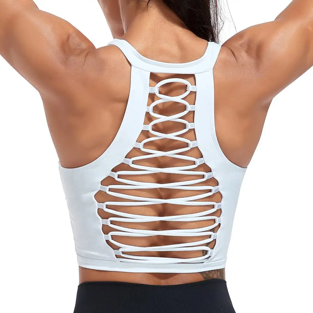 V-Neck Sports Bra with Decorative Straps