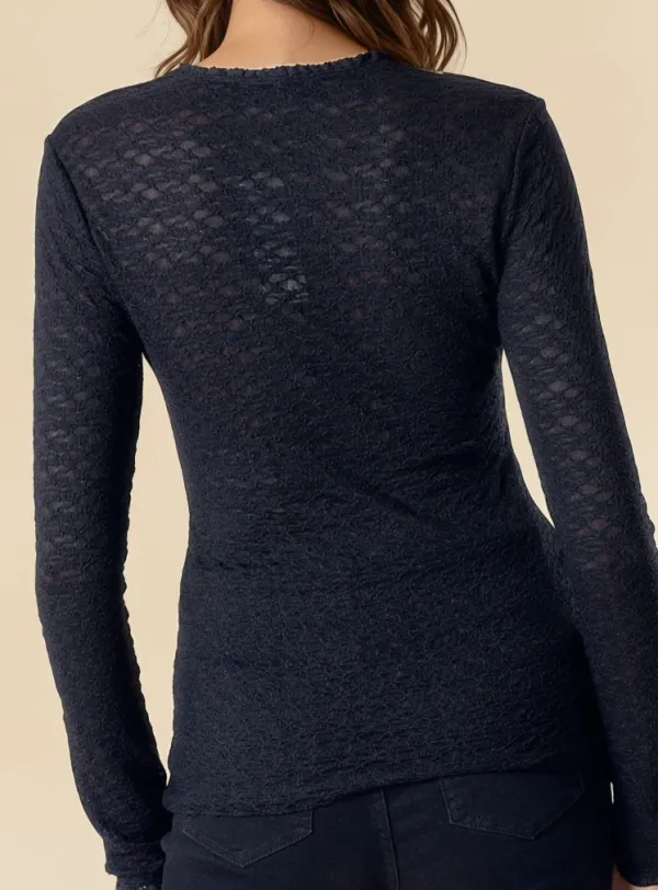 Textured Floral Mesh Tee