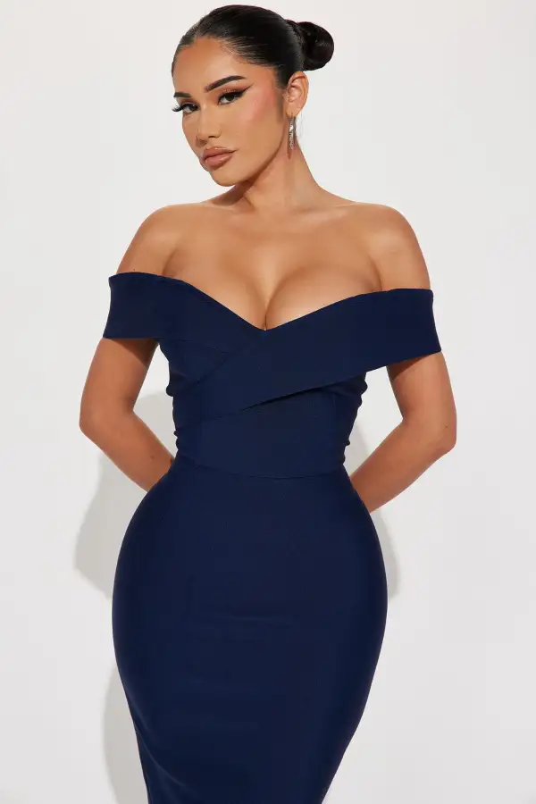 Amy Bandage Midi Dress - Navy