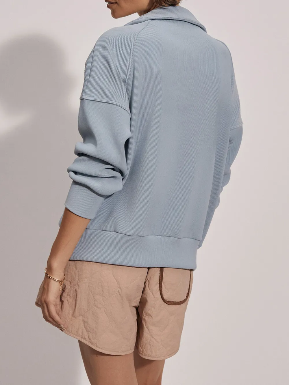 Modern Half-Zip Stand-Collar Waffle Sweatshirt