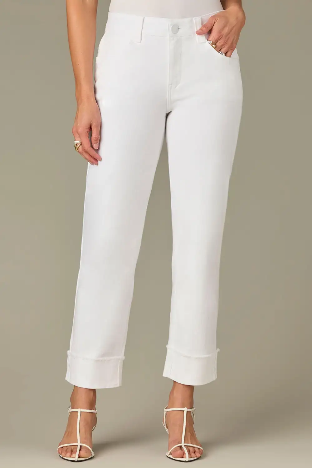 Petite High Rise Frayed Hem Boyfriend Pants