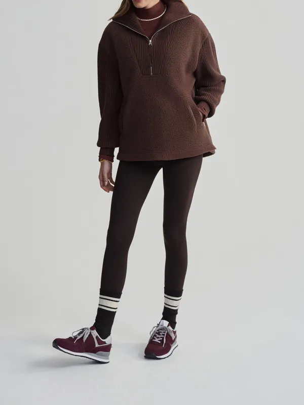 Cozy Half-Zip High-Collar Textured Sweatshirt