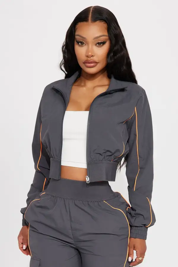 Steal The Moment Windbreaker Pant Set - Charcoal/combo