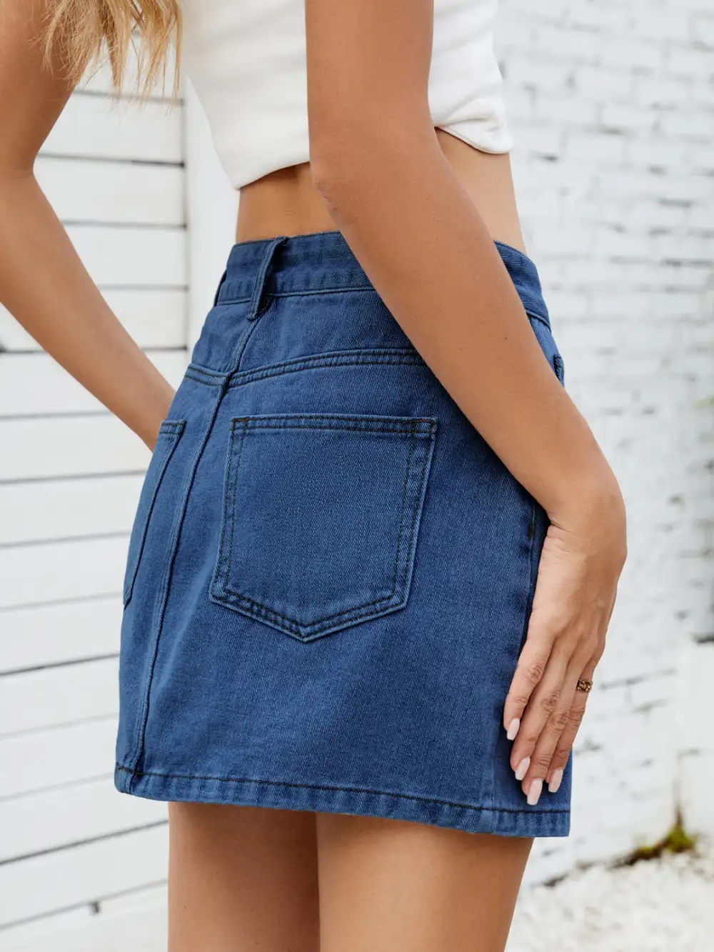 Solid Mini Denim Moni Skirt