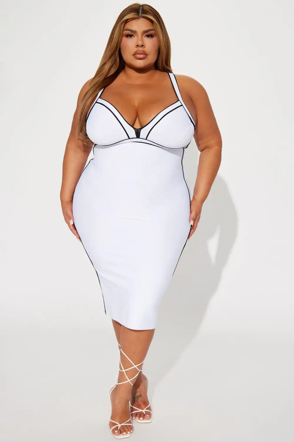Country Club Bandage Midi Dress - White/Black