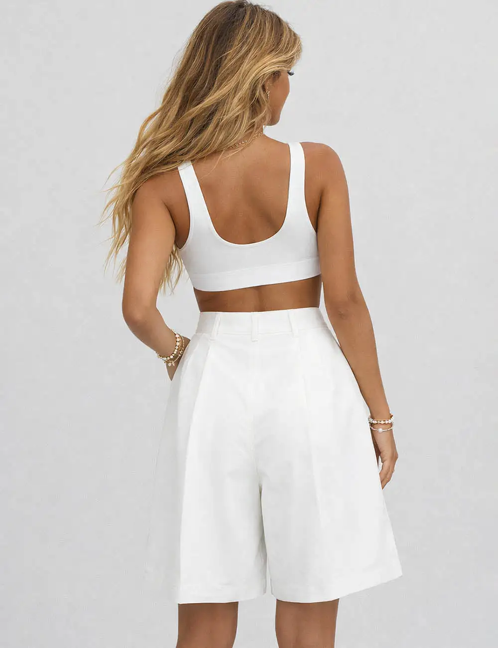 Chic Pleated Wide Leg Tailored Shorts
