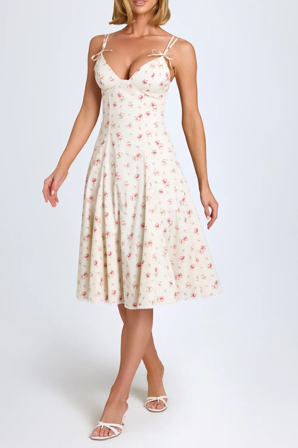 Pure Cotton Breathable Girly Bowknot Ladies Dress