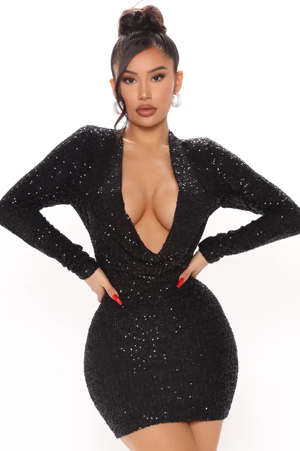 Keep Shining Sequin Mini Dress - Black