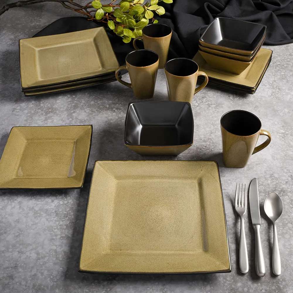 Gibson Elite Althea Reactive Dinnerware Set, 16 Pc, Teal