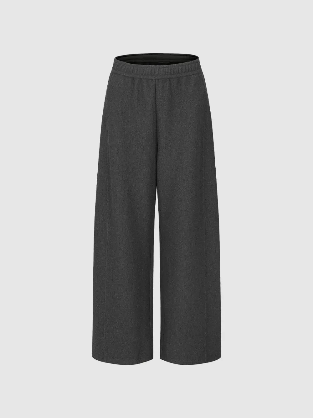 Ladies' Dark Grey Elastic Casual Straight-Leg Trousers