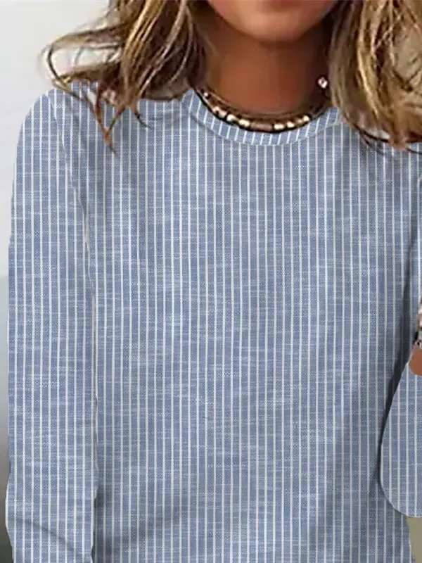 Striped Loose Casual Crew Neck T-Shirt