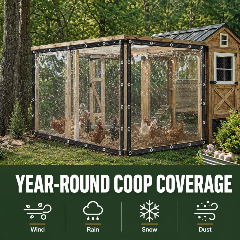 Clear Waterproof PE Tarp, Transparent Outdoor Cover with Metal Grommets