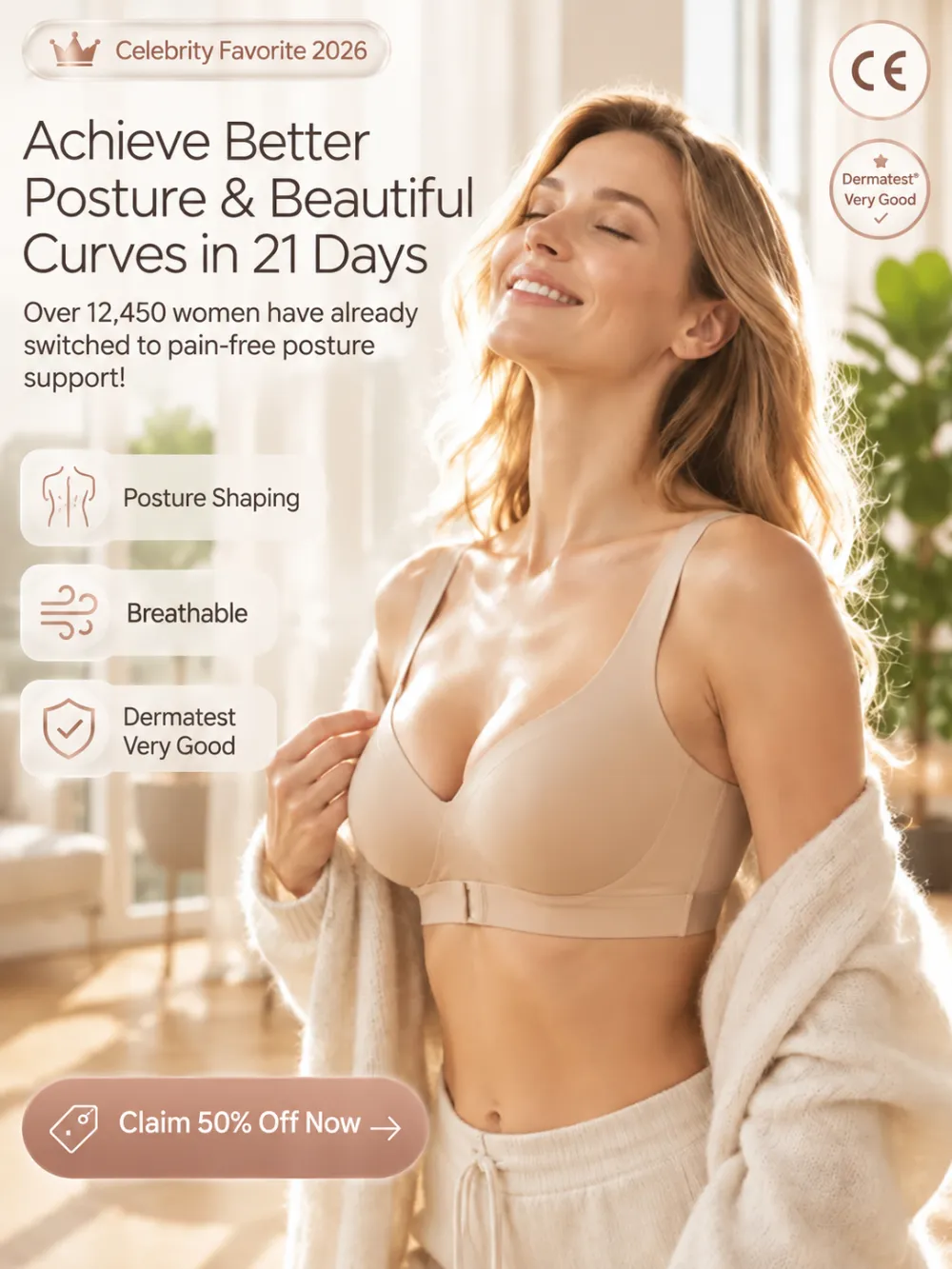 Criss-Cross Back Front-Closure Wireless Bra
