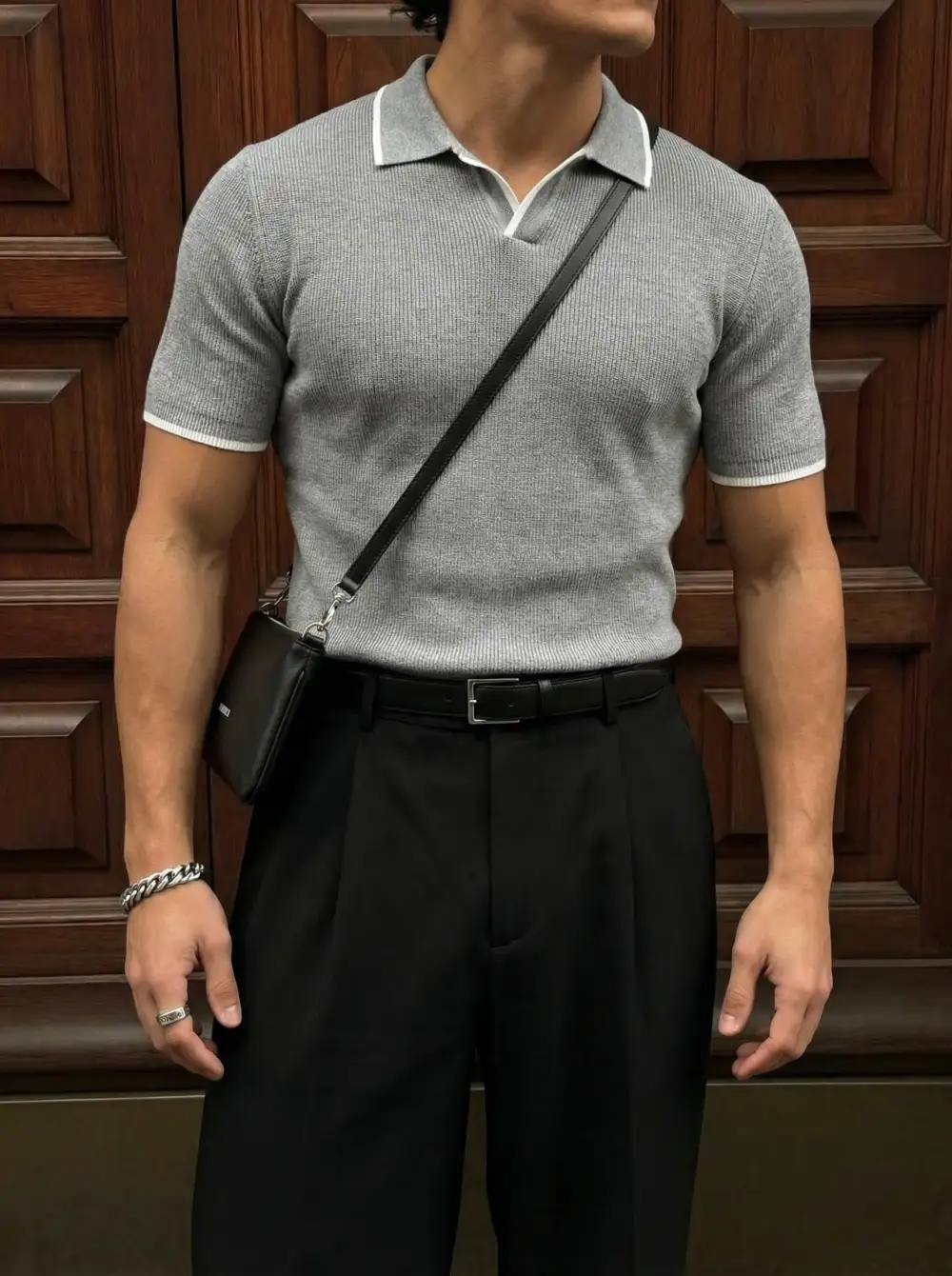 Easygoing Knit Polo Collar T-Shirt