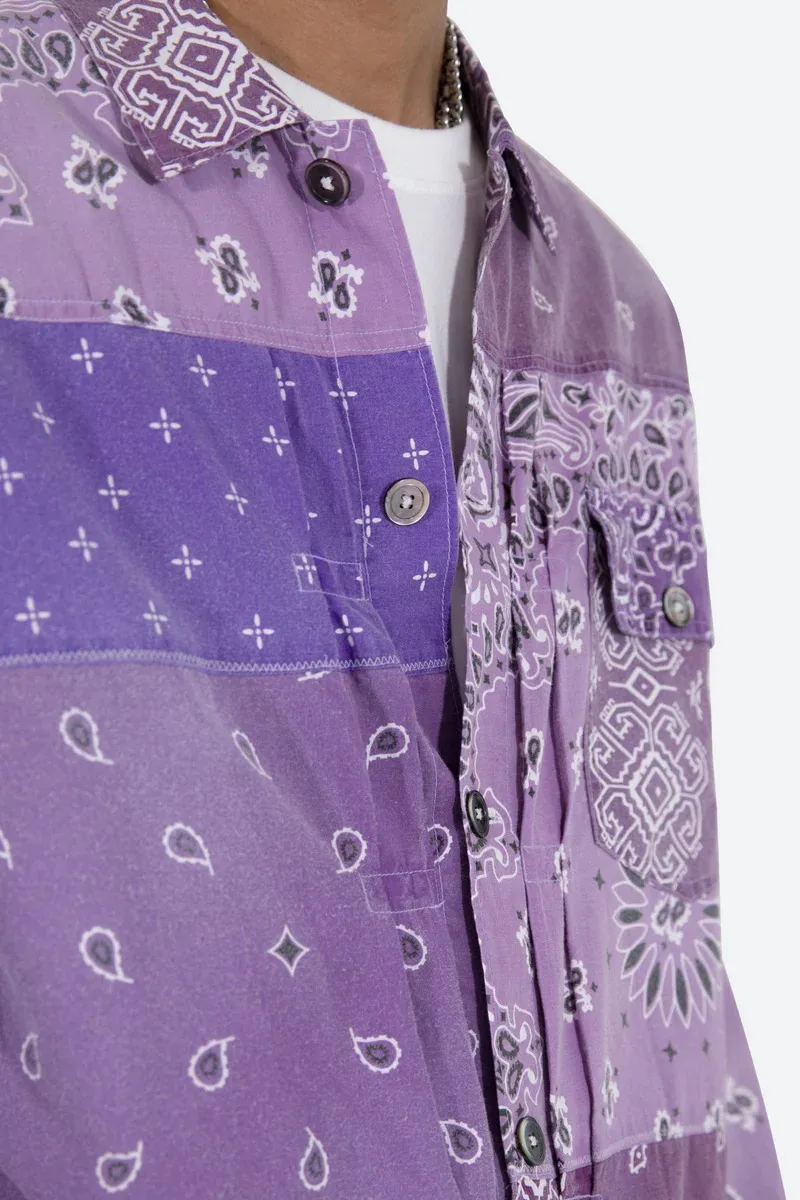 PURPLE BANDANA PRINTED TRUCKER SHIRT
