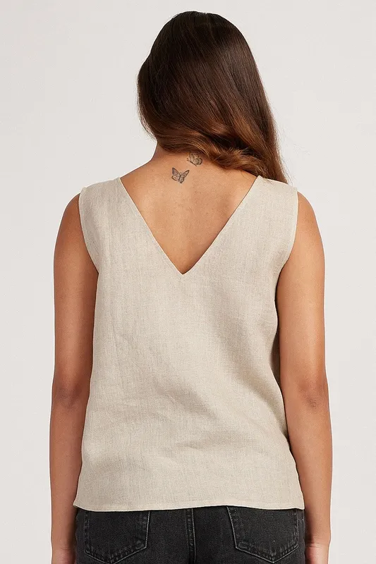 Ginger Linen V-Neck Tank