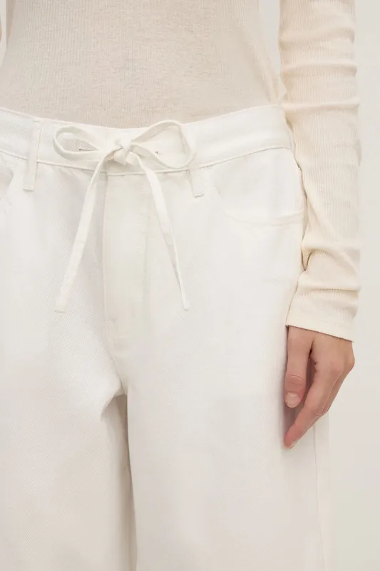 Vintage White Cotton Twill Mid-Rise Wide-Leg Pant