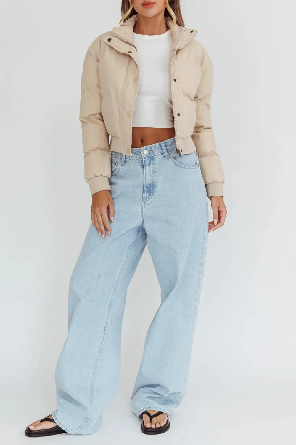 Slim Fit Solid Color Women's Warm Jacket