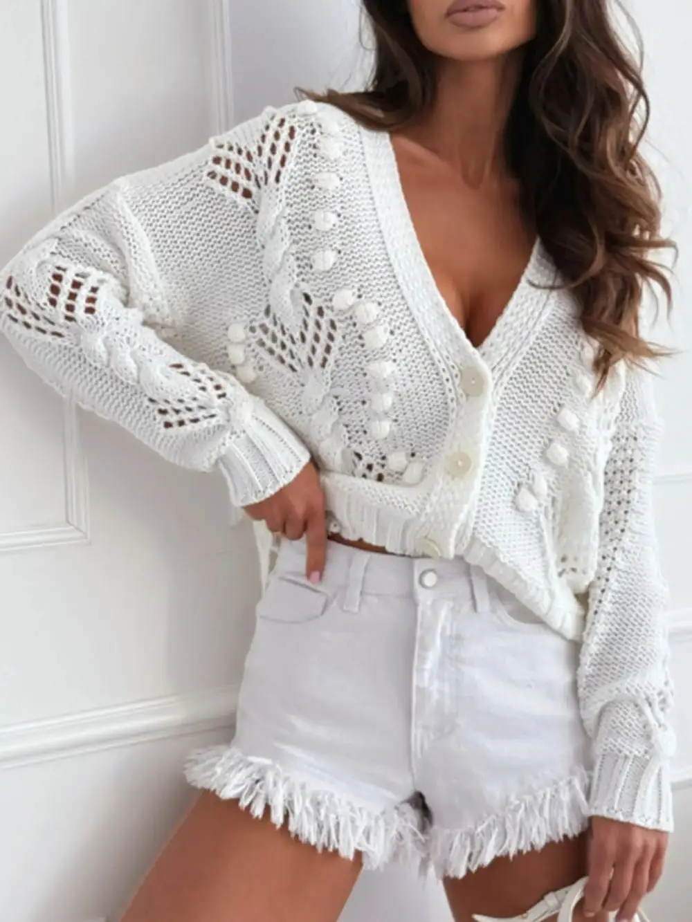 Button-Up V-Neck Cardigan