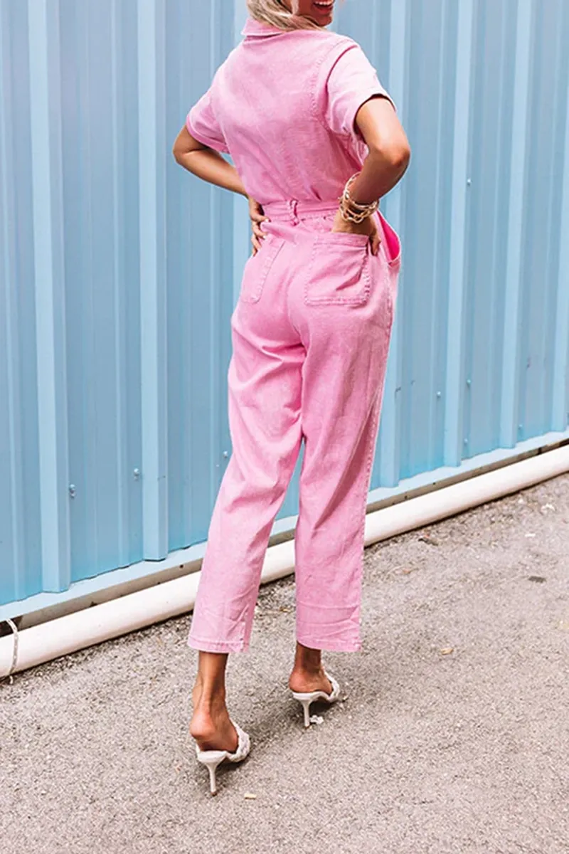 Fashion Workwear Style Pure Cotton Women's Jumpsuit