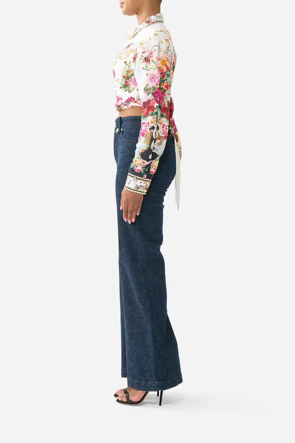 Cropped Wrap Shirt with Tie