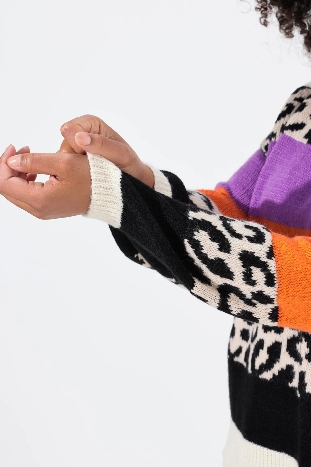 Leopard Print Contrasting Sweater