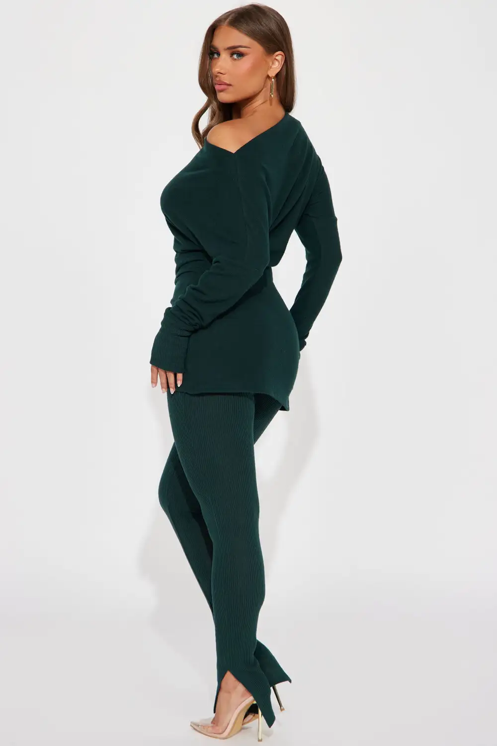 Tara Twist Front Pant  Set - Olive