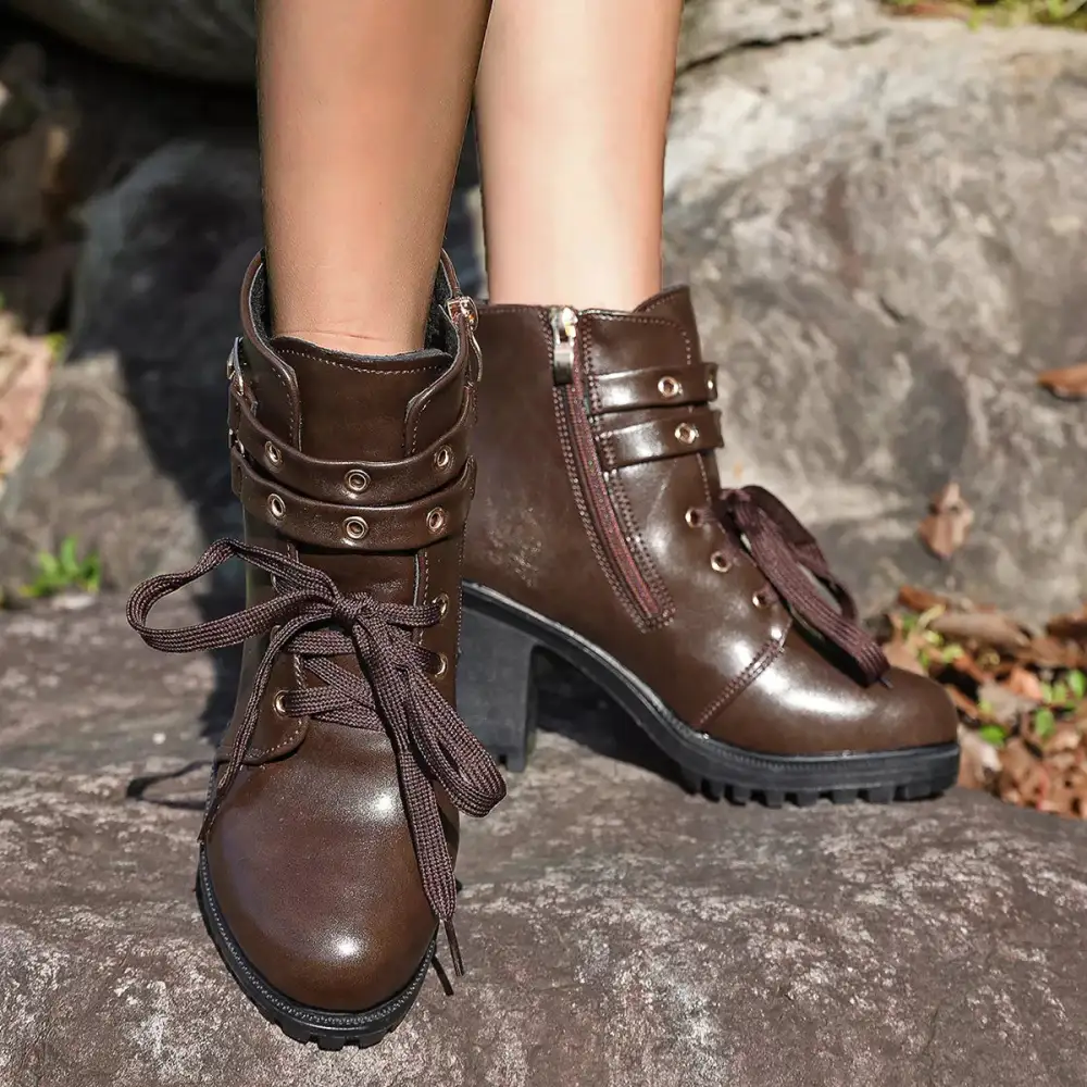 Classic Lace-Up Block Heel Boots