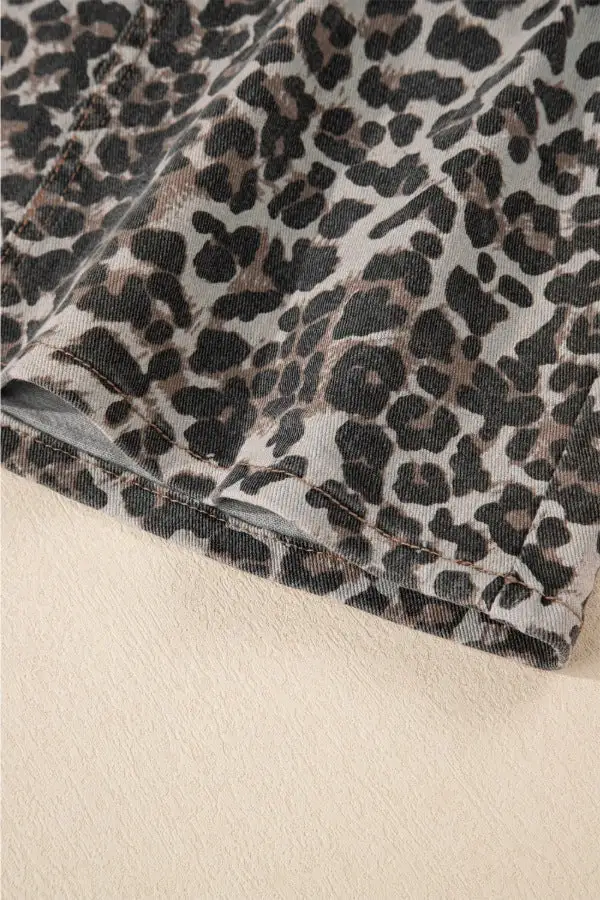 Leopard Denim Mini So Skirt
