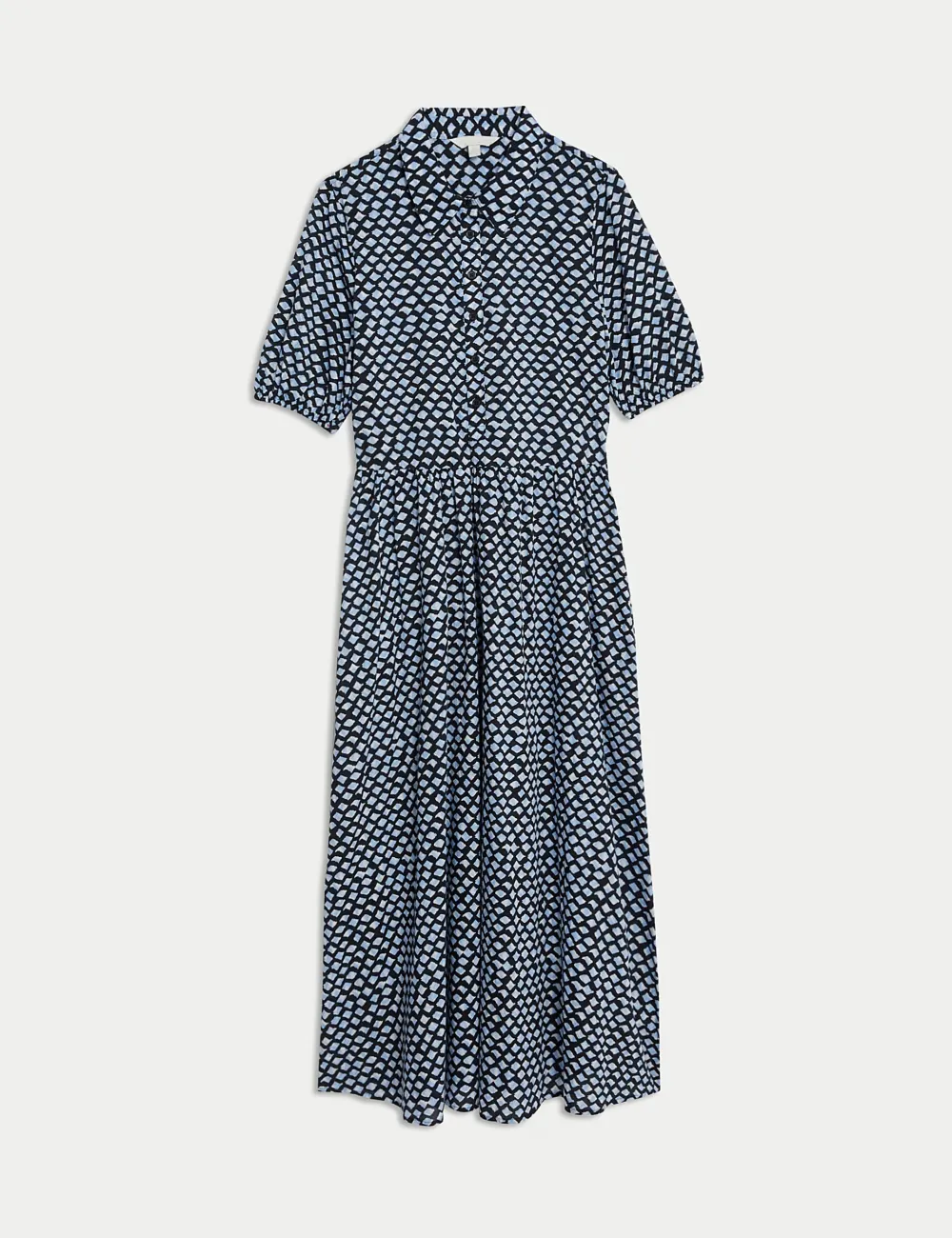 Pure Cotton Printed Midi Shirt Dress