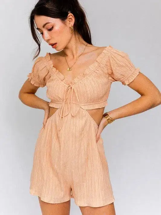 Turning Heads Off-Shoulder Cutout Romper