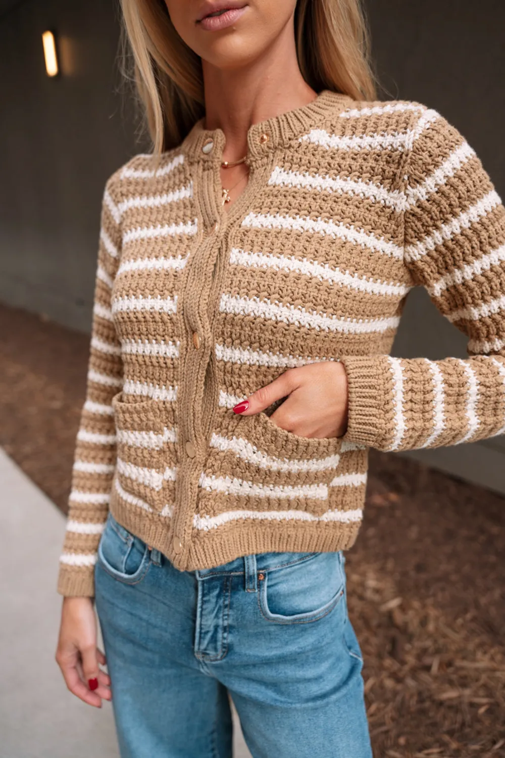 Contrast Color Striped Cardigan