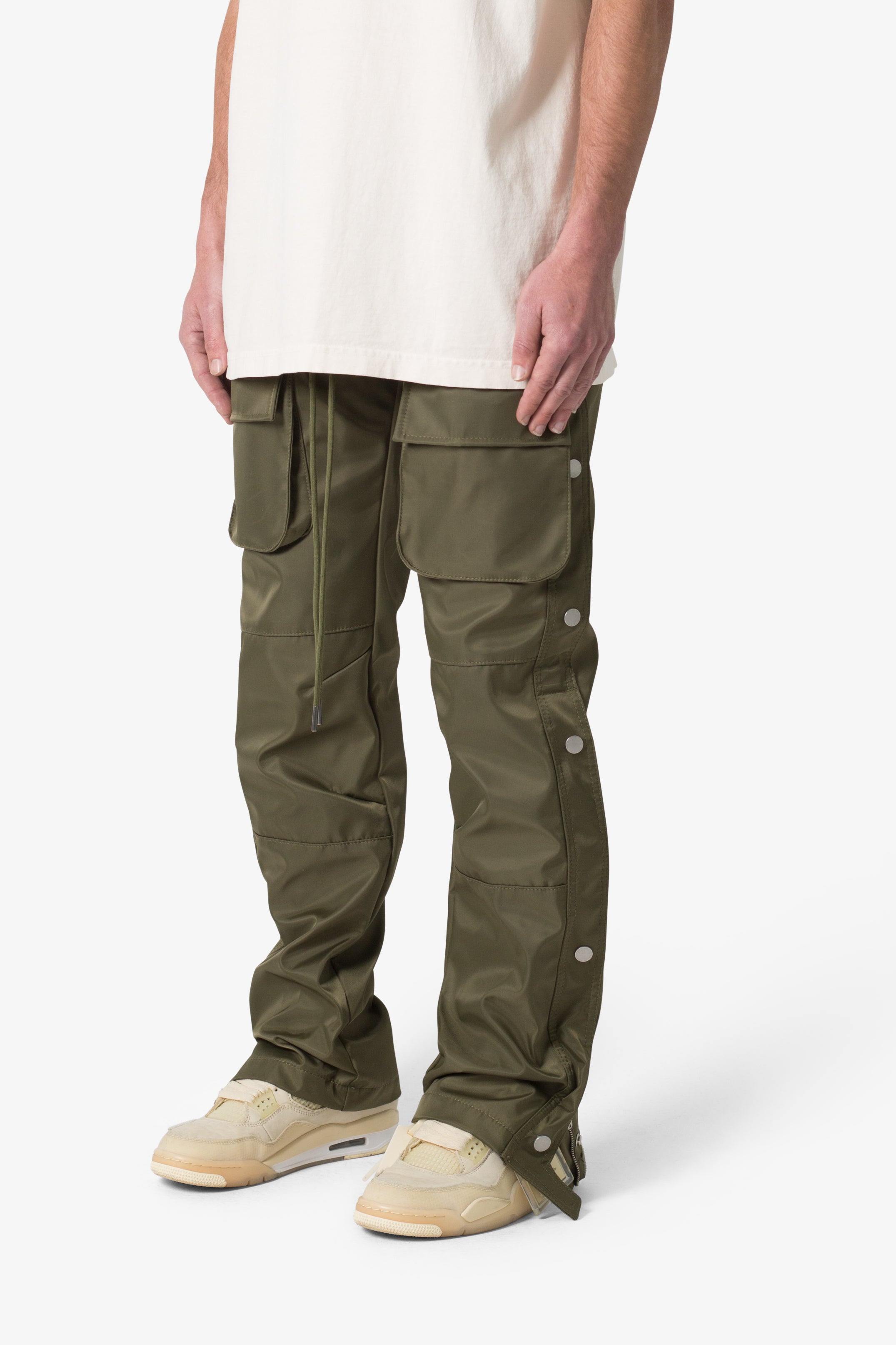 Snap Front Cargo Pants - Olive