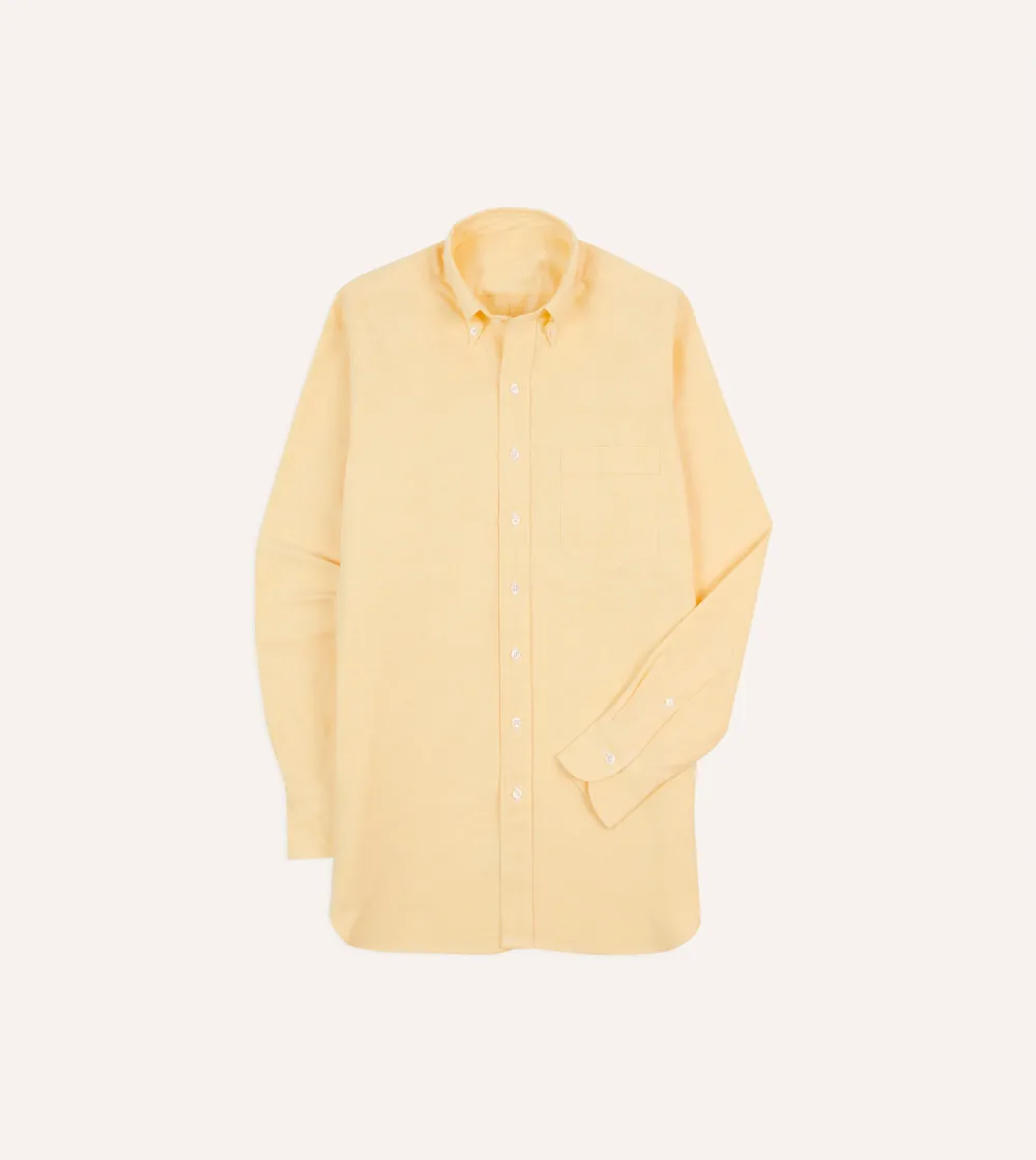 Yellow Button Front Cotton Oxford Cloth Button-Down Shirt