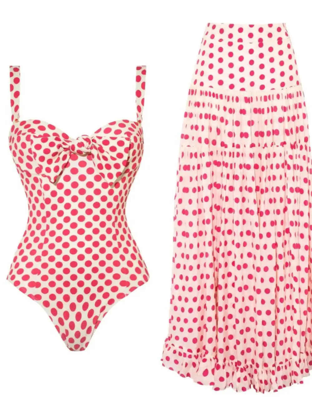 Natural Ruffle Trim Printed Detail Coordinated Set