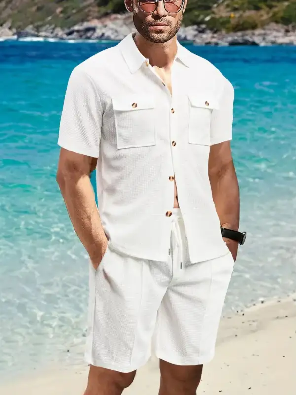 Button Detail Casual Set