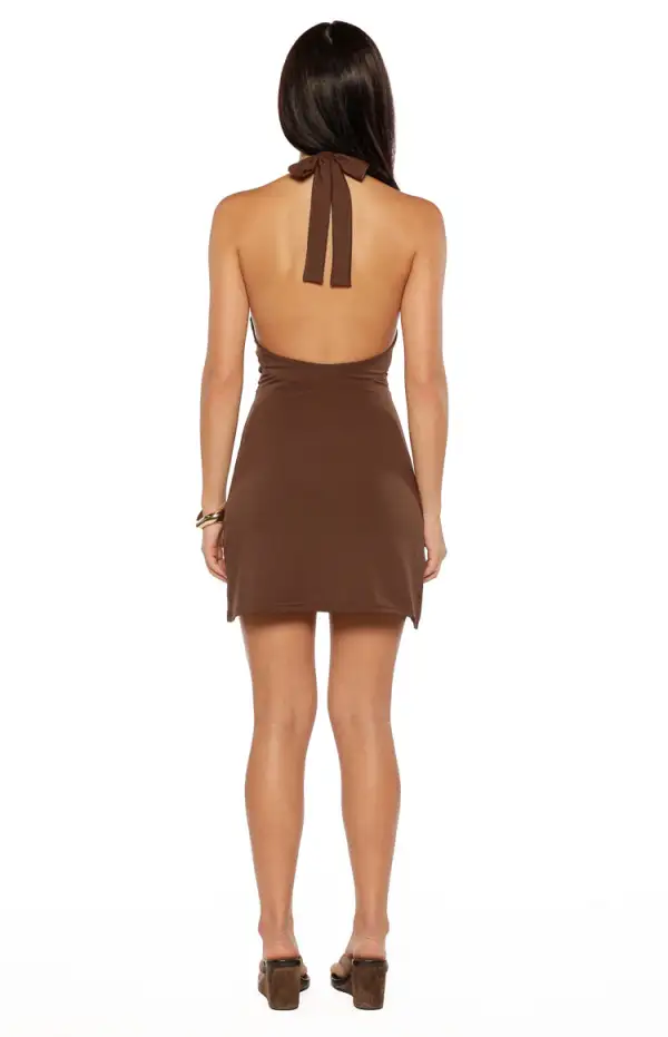 Halter Neck Ruched Bodycon Mini Dress