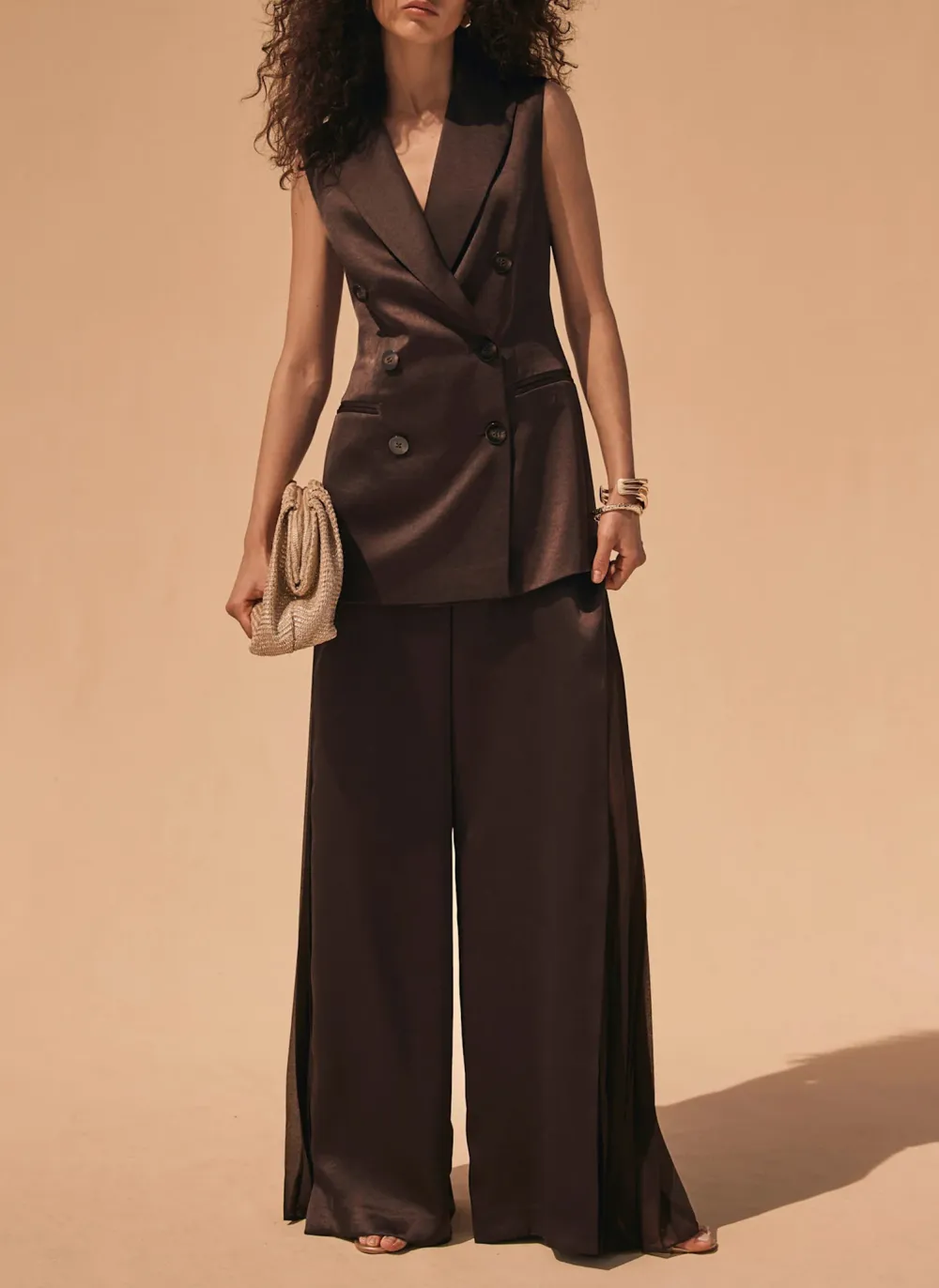 Casual Style Brown Longline Waistcoat